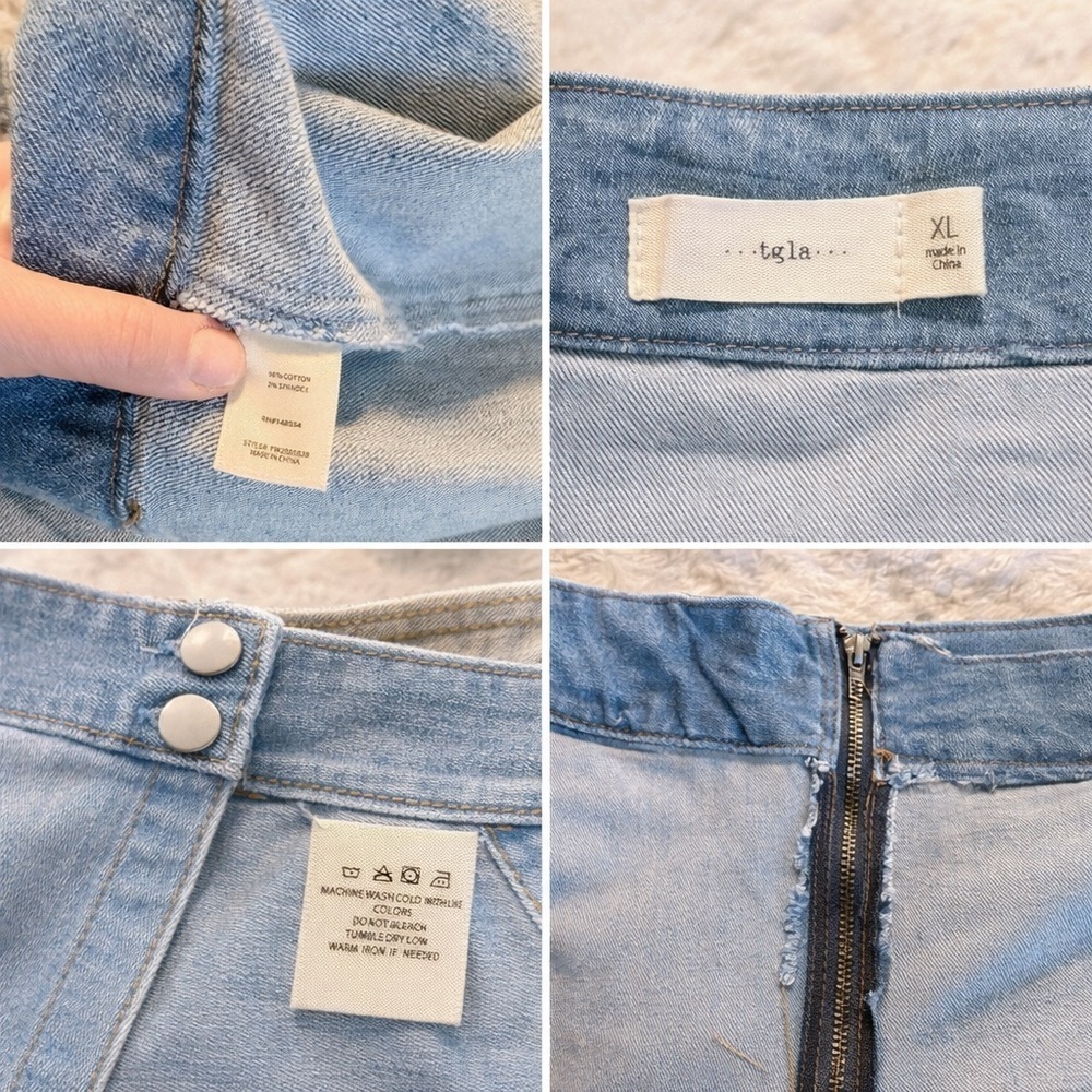 Denim Skort, High Waist Button Front Stretch, Light Wash, tgla Size XL NWT - Picture 5 of 5